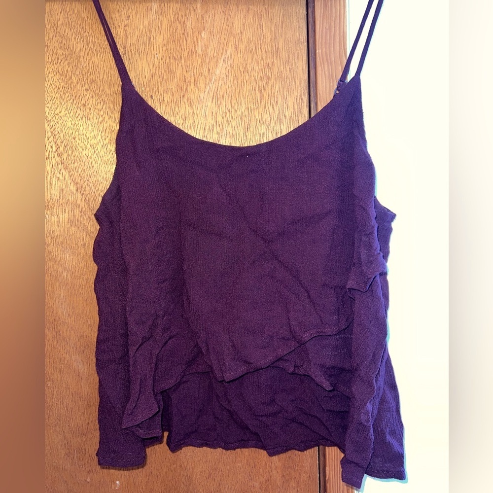 Kimchi Blue Ruffled Maroon Cropped Tank